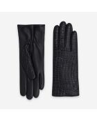 Gants cuir agneau-20%cachemire 40% laine 40% nylon-21634CA-noir