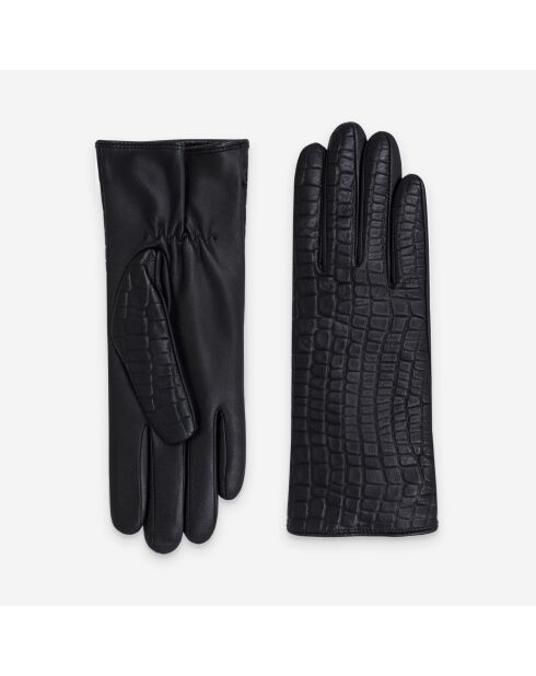 Gants cuir agneau-20%cachemire 40% laine 40% nylon-21634CA-noir