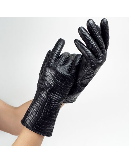Gants cuir agneau-20%cachemire 40% laine 40% nylon-21634CA-noir