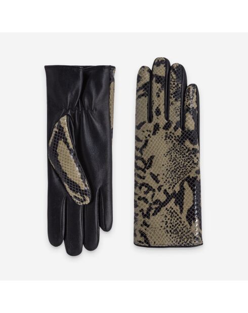 Gants cuir agneau-20%cachemire 40% laine 40% nylon-21636CA-noir