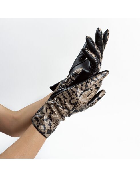 Gants cuir agneau-20%cachemire 40% laine 40% nylon-21636CA-noir