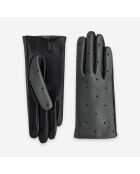 Gants cuir agneau-100% soie-21629ST-noir-gris