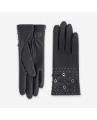 Gants cuir agneau-100% soie-21640SN-noir