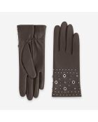 Gants en cuir doublure soie Oriane cappuccino