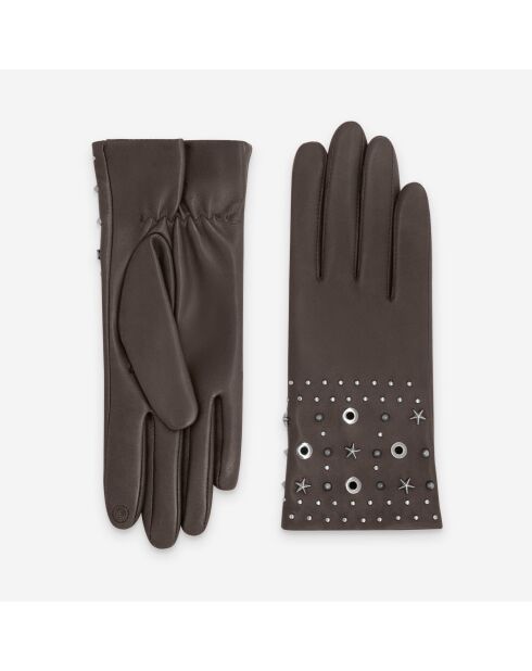 Gants en cuir doublure soie Oriane cappuccino