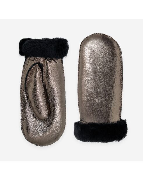 Moufles cuir-100% mouton-21469SH-silver