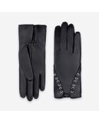 Gants cuir agneau-100% soie-21298SN-noir