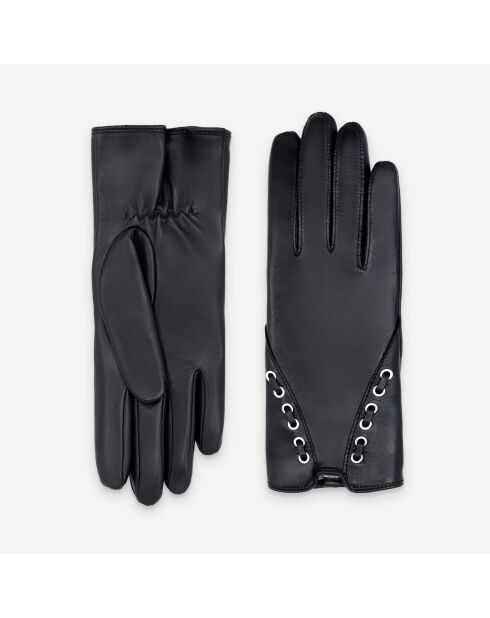 Gants cuir agneau-100% soie-21298SN-noir