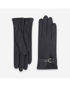 Gants cuir agneau-20%cachemire 40% laine 40% nylon-21639CA-noir