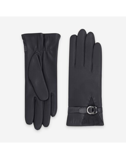 Gants cuir agneau-20%cachemire 40% laine 40% nylon-21639CA-noir