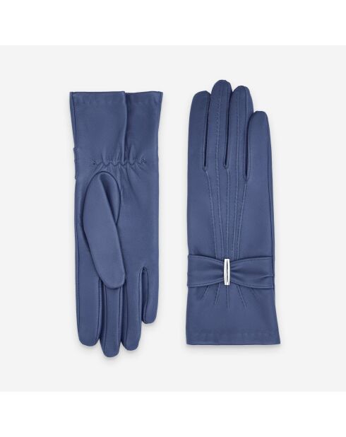 Gants cuir agneau-100% soie-21589SN-bleu-gris