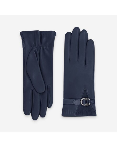 Gants cuir agneau-20%cachemire 40% laine 40% nylon-21639CA-indigo