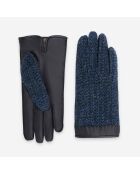 Gants cuir agneau doublure cachemire Morgan bleu profond