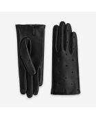 Gants en cuir doublure soie Sarah noirs