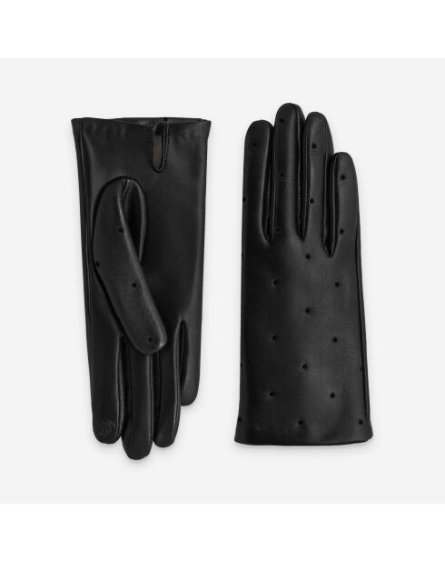Gants en cuir doublure soie Sarah noirs