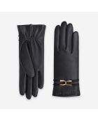 Gants cuir agneau-20%cachemire 40% laine 40% nylon-21643CA-noir