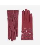 Gants cuir agneau-100% soie-21640SN-sunset-red