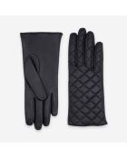 Gants en cuir doublure soie Noa noirs