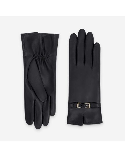 Gants cuir agneau-100% soie-21641SN-noir