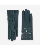 Gants cuir agneau-100% soie-21640SN-sapin