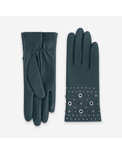 Gants cuir agneau-100% soie-21640SN-sapin
