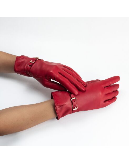 Gants cuir agneau-100% soie-21641SN-flame-scarlet