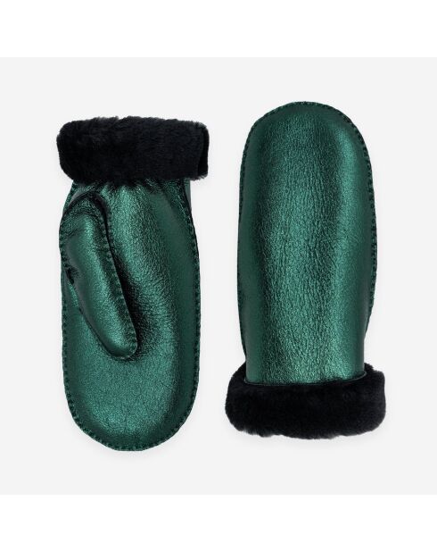 Moufles cuir-100% mouton-21469SH-loden-metallic