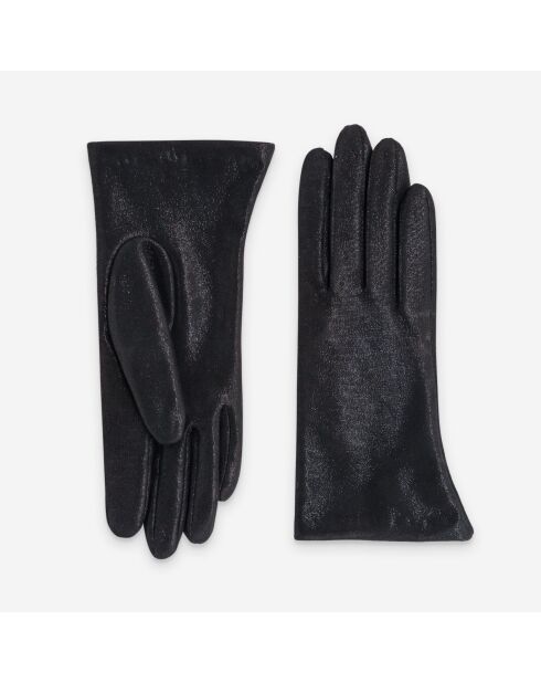 Gants en cuir doublure soie Alban noirs