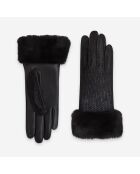 Gants cuir agneau-100% soie-21637SN-noir