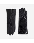 Gants cuir agneau-20%cachemire 40% laine 40% nylon-21633CA-noir