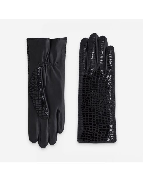 Gants cuir agneau-20%cachemire 40% laine 40% nylon-21633CA-noir
