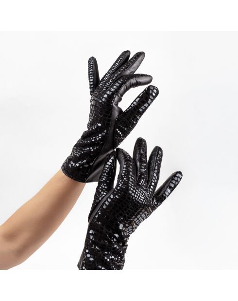 Gants cuir agneau-20%cachemire 40% laine 40% nylon-21633CA-noir