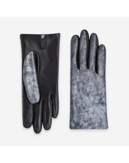 Gants cuir agneau-100% soie-21630ST-silver