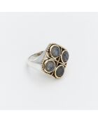 Bague en Argent et Laiton Labradorite grise