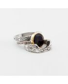 Bague Triple en Argent et Laiton Onyx noire