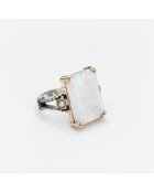 Bague en Argent et Laiton Pierre de Lune blanche