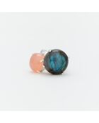 Bague en Argent Labradorite et Calcédoine rose/gris