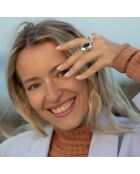 Bague Triple en Argent et Laiton Labradorite grise