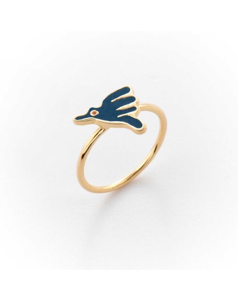 Bague Laiton Doré bleu marine