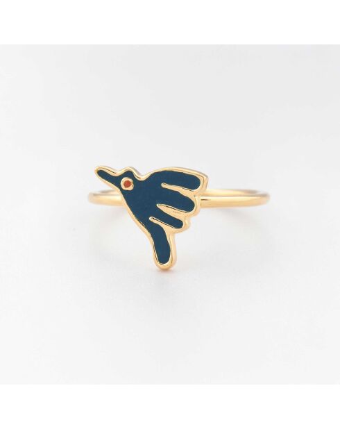 Bague Laiton Doré bleu marine