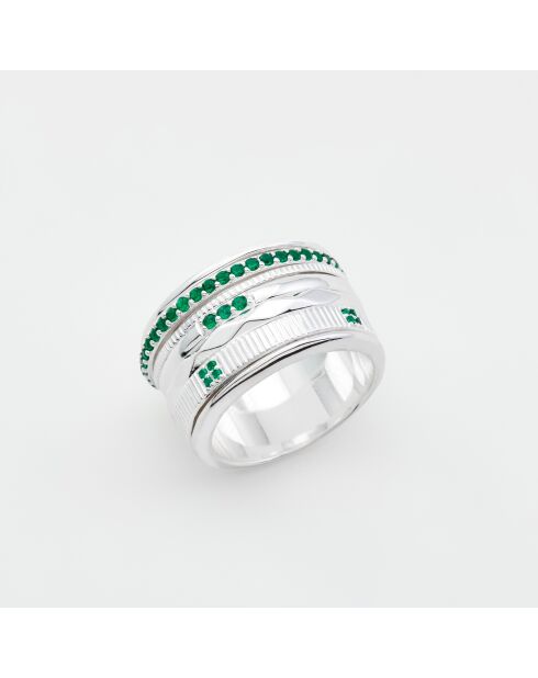 Bague en Argent Zircons verte