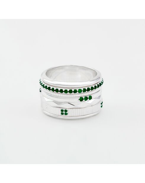 Bague en Argent Zircons verte