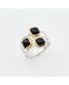 Bague en Argent et Laiton Onyx noire