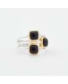 Bague en Argent et Laiton Onyx noire