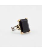 Bague en Argent et Laiton Onyx noire