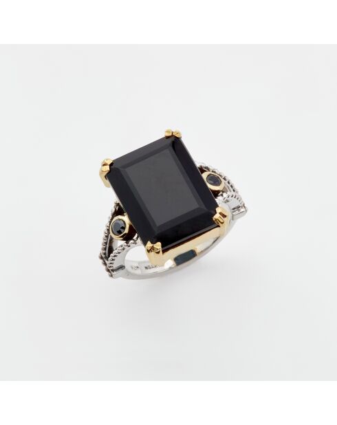 Bague en Argent et Laiton Onyx noire