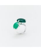 Bague en Argent Onyx et Chrysoprase verte