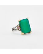 Bague en Argent et Laiton Onyx  verte
