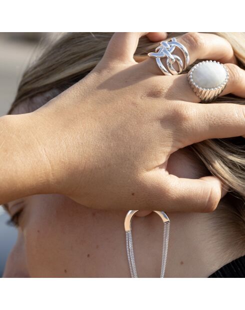 Bague en Argent Pierre de Lune blanche