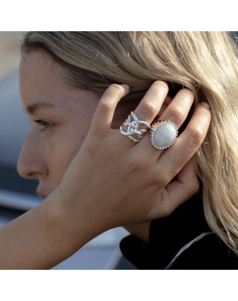 Bague en Argent Pierre de Lune blanche